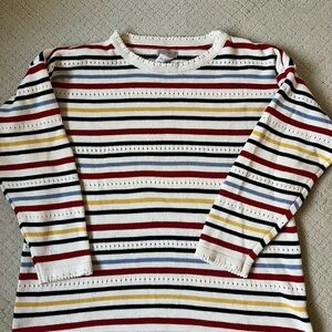 Vintage ESPRIT Knit Stripe Sweater Cream Retro Pullover Cotton Large